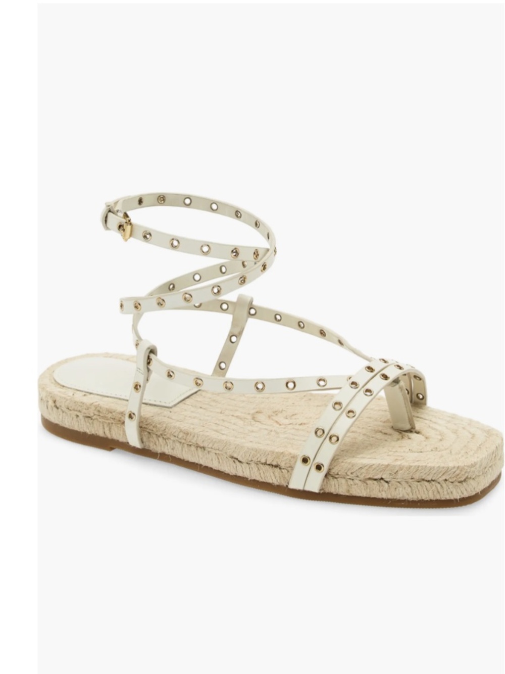 Madewell The Mira Espadrille Ivory Grommet Leather Ankle Strap Thong Sandals 8